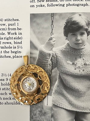 Gold watch Face Pendant